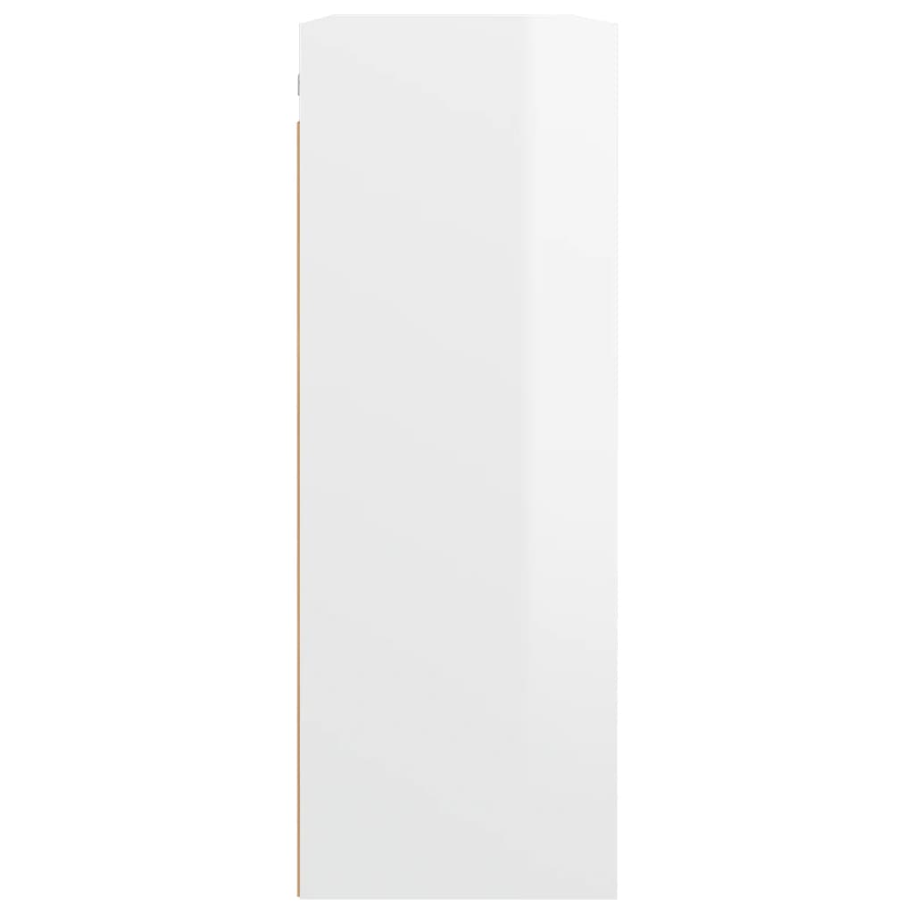 Viseča stenska omarica visok sijaj bela 69,5x32,5x90 cm
