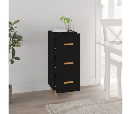 vidaXL &Scaron;oninė spintelė, juodos spalvos, 34,5x34x90cm, apdirbta mediena