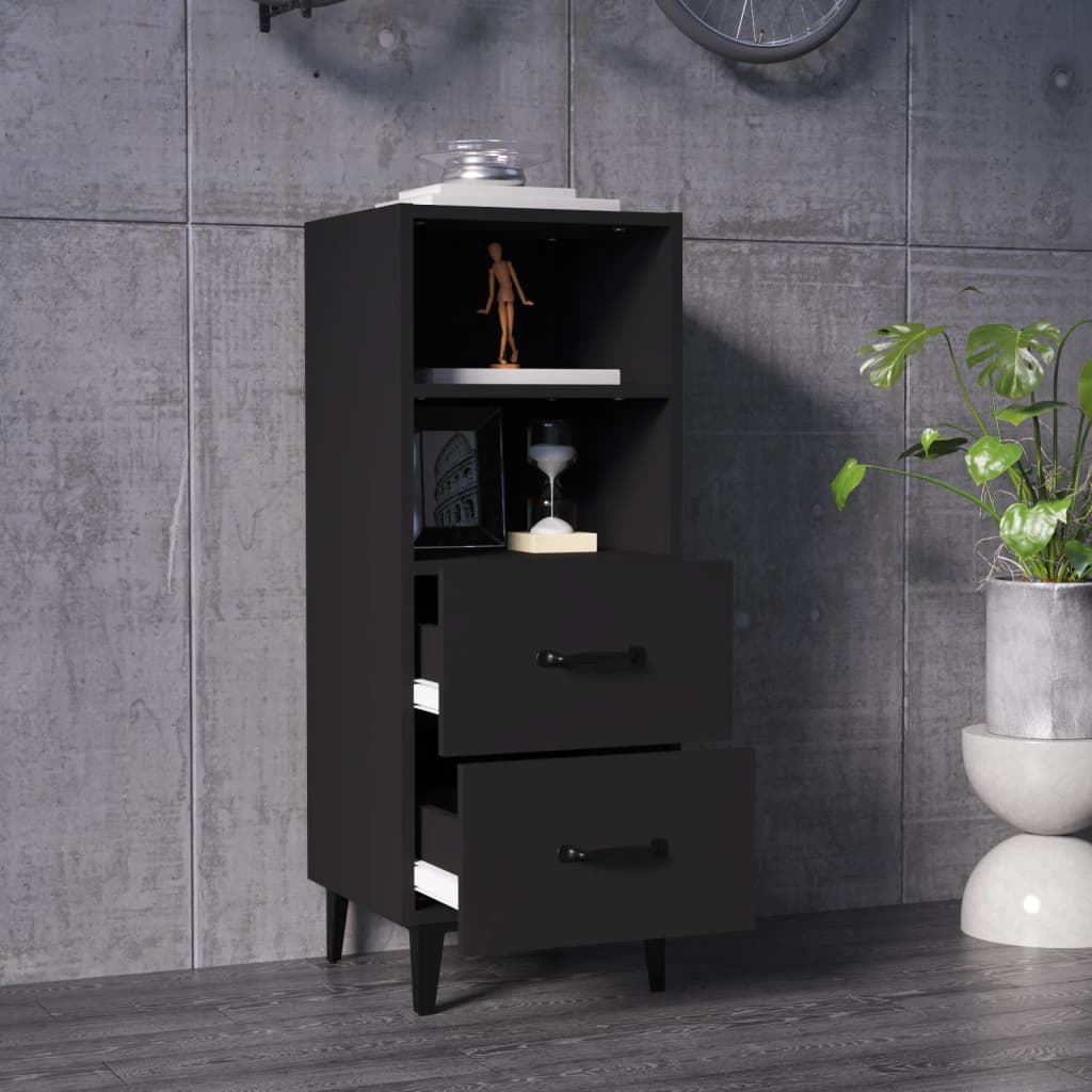 vidaXL Sideboard Schwarz 34,5x34x90 cm Holzwerkstoff