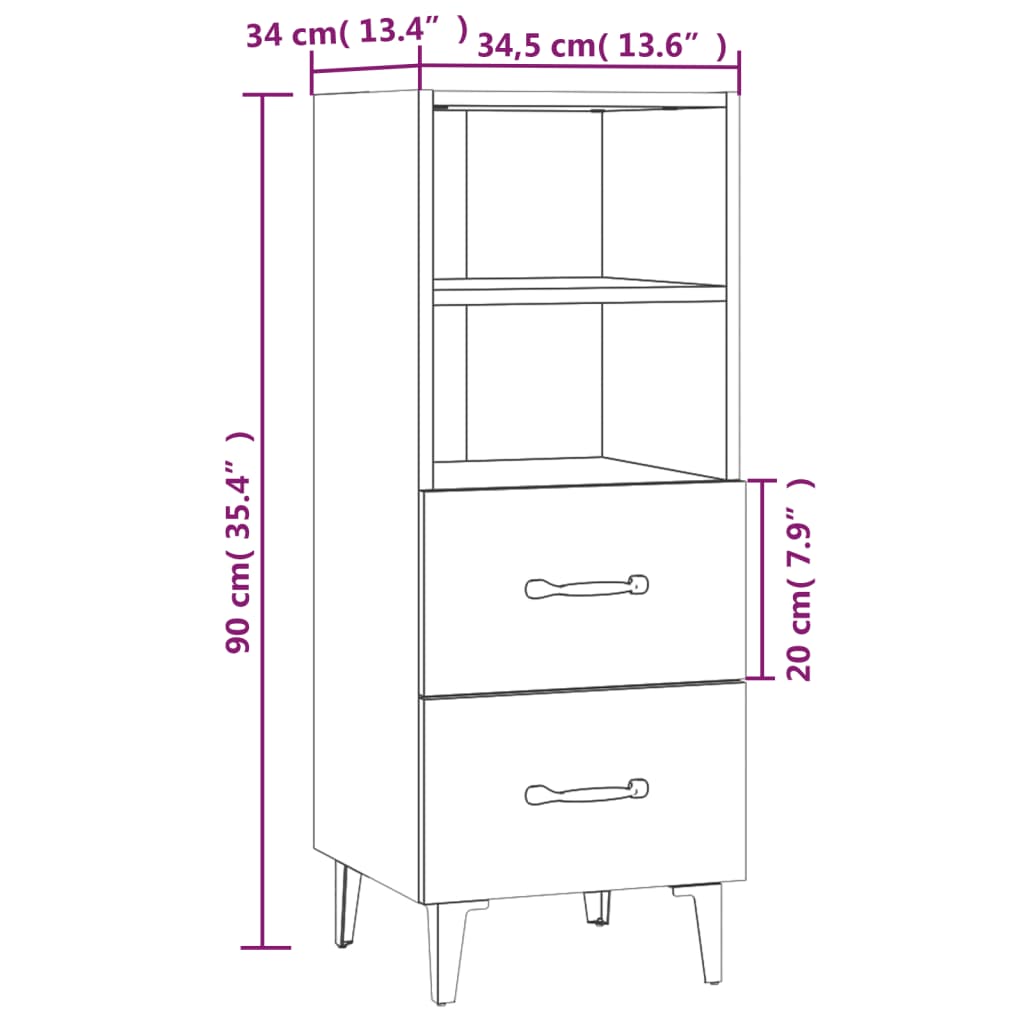 Komoda sonoma hrast 34,5x34x90 cm konstruiran les