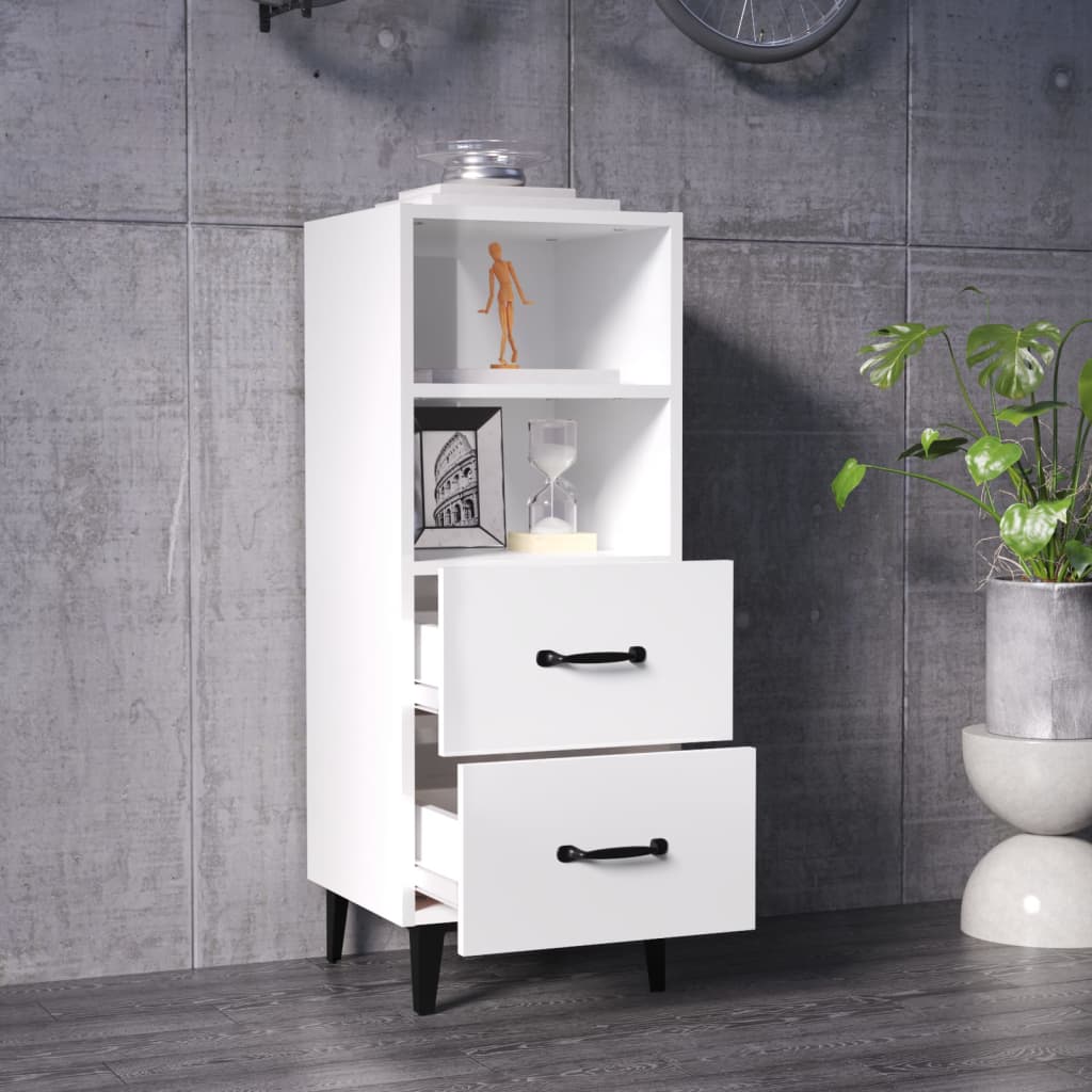 vidaXL Dressoir 34,5x34x90 cm bewerkt hout hoogglans wit afbeelding