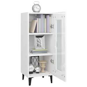 Příborník bílý s vysokým leskem 34,5x34x90 cm kompozitní dřevo - obrázek 5