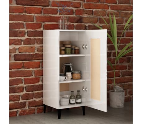 vidaXL Ντουλάπι Γυαλιστερό Λευκό 34,5x34x90 εκ. Επεξεργασμένο Ξύλο
