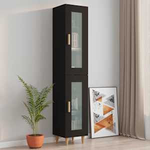 vidaXL Ντουλάπι Τοίχου Κρεμαστό Μαύρο 34,5x34x90 εκ Επεξ. Ξύλο