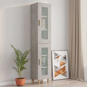 vidaXL Dulap de perete suspendat, gri beton, 34,5x34x90 cm