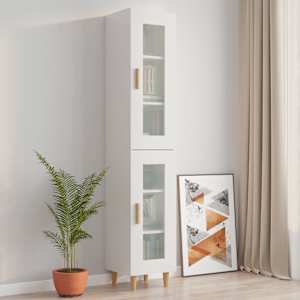 Závěsná nástěnná skříňka bílá s vysokým leskem 34,5x34x90 cm - obrázek 3