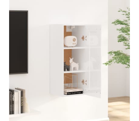vidaXL Wall Cabinet High Gloss White 35x34x90 cm Engineered Wood