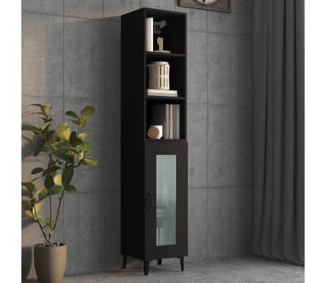 vidaXL Wall Cabinet Black 34.5x32.5x90 cm Engineered Wood