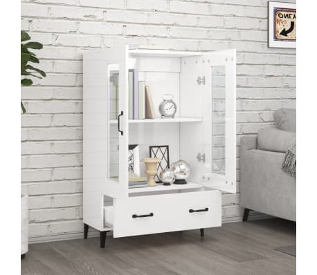 vidaXL Komoda, baltos spalvos, 70x31x115cm, apdirbta mediena, blizgi