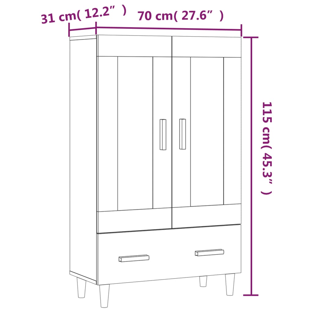 Visoka omarica sonoma hrast 70x31x115 cm inženirski les