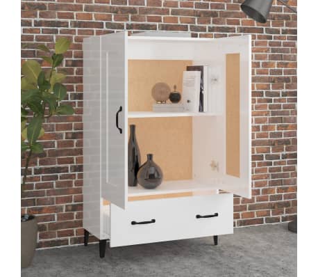 vidaXL Highboard High Gloss White 70x31x115 cm Engineered Wood