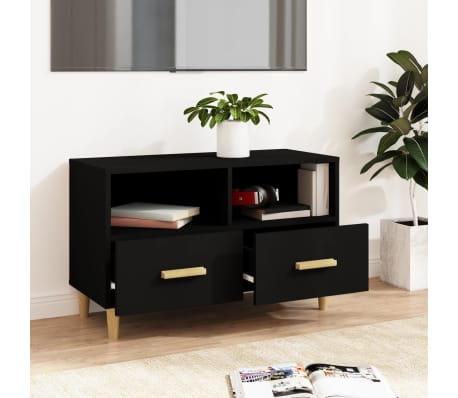 vidaXL Tv-meubel 80x36x50 cm bewerkt hout zwart