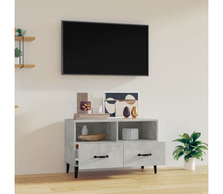 vidaXL Meuble TV Gris béton 80x36x50 cm Bois d'ingénierie