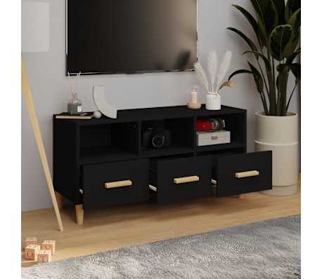 vidaXL Meuble TV Blanc 102x36x50 cm Bois d'ing&eacute;nierie