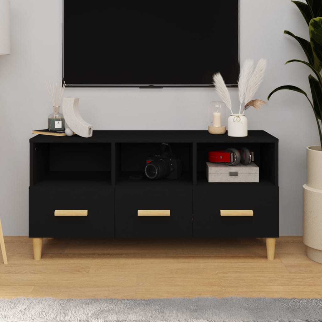 vidaXL Szafka pod TV, czarna, 102x36x50 cm, materia drewnopochodny