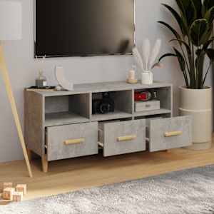 TV skříňka betonově šedá 102 x 36 x 50 cm kompozitní dřevo - obrázek 3