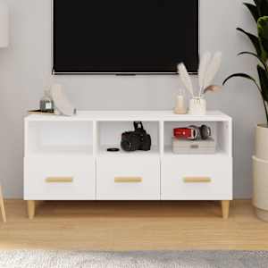 TV skříňka bílá s vysokým leskem 102x36x50 cm kompozitní dřevo - obrázek 1