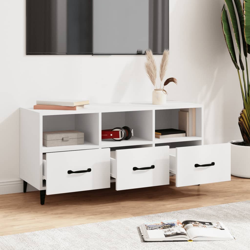vidaXL Tv-meubel 102x35x50 cm bewerkt hout wit afbeelding