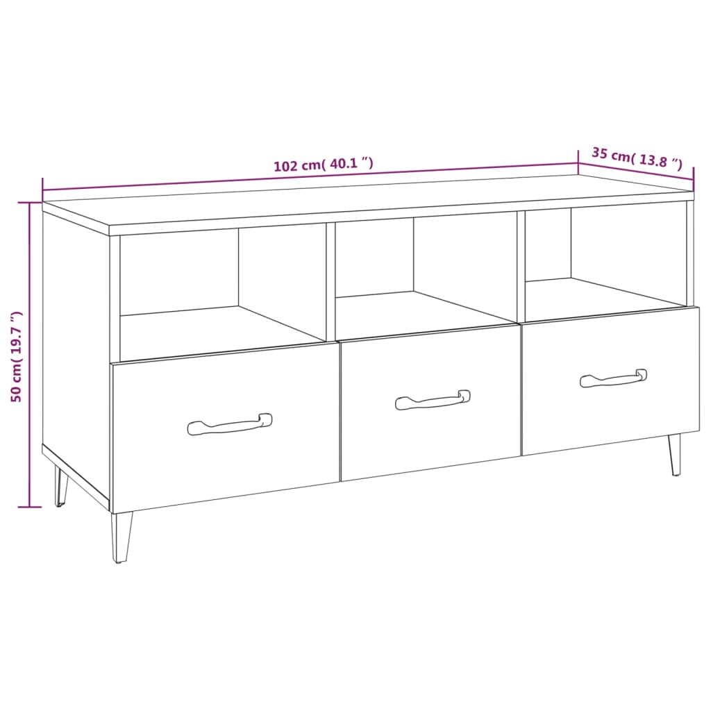 TV omarica bela 102x35x50 cm konstruiran les