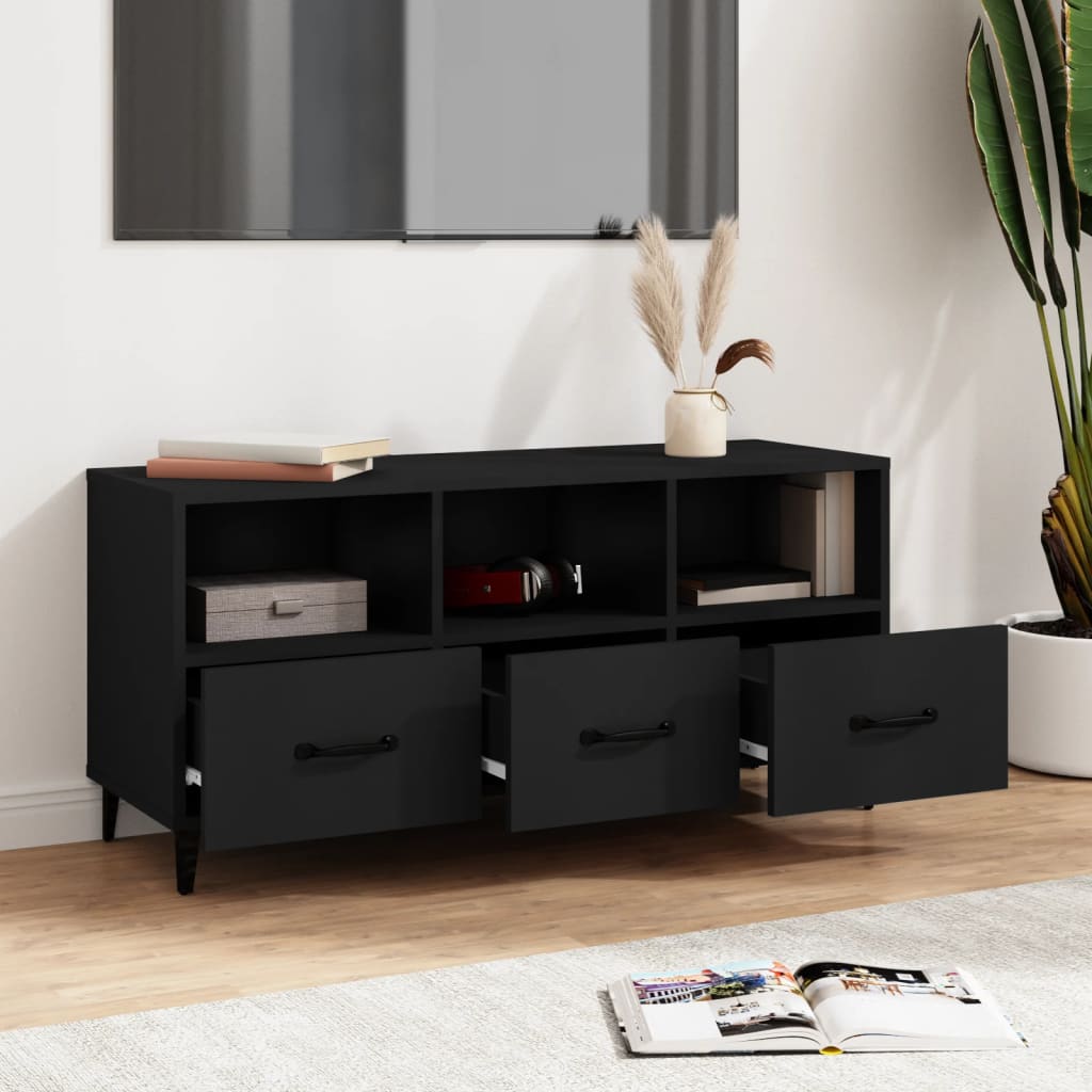 vidaXL TV Cabinet Black 102x35x50 cm Engineered Wood