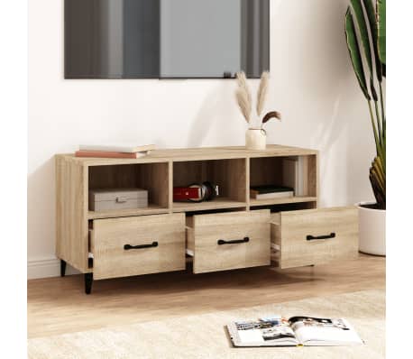 vidaXL Meuble TV Ch&ecirc;ne sonoma 102x35x50 cm Bois d'ing&eacute;nierie