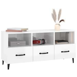 TV skříňka bílá s vysokým leskem 102x35x50 cm kompozitní dřevo - obrázek 4