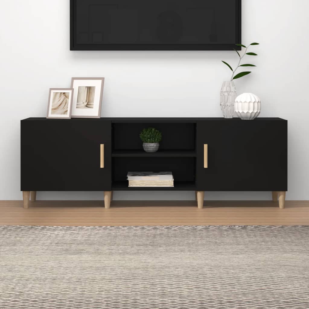Meuble TV Noir 150x30x50 cm Bois d’ingénierie | meublestv.fr 2