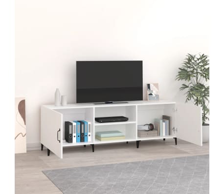 vidaXL Meuble TV blanc 150x30x50 cm bois d'ing&eacute;nierie