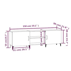 TV skříňka bílá 150 x 30 x 50 cm kompozitní dřevo - obrázek 8