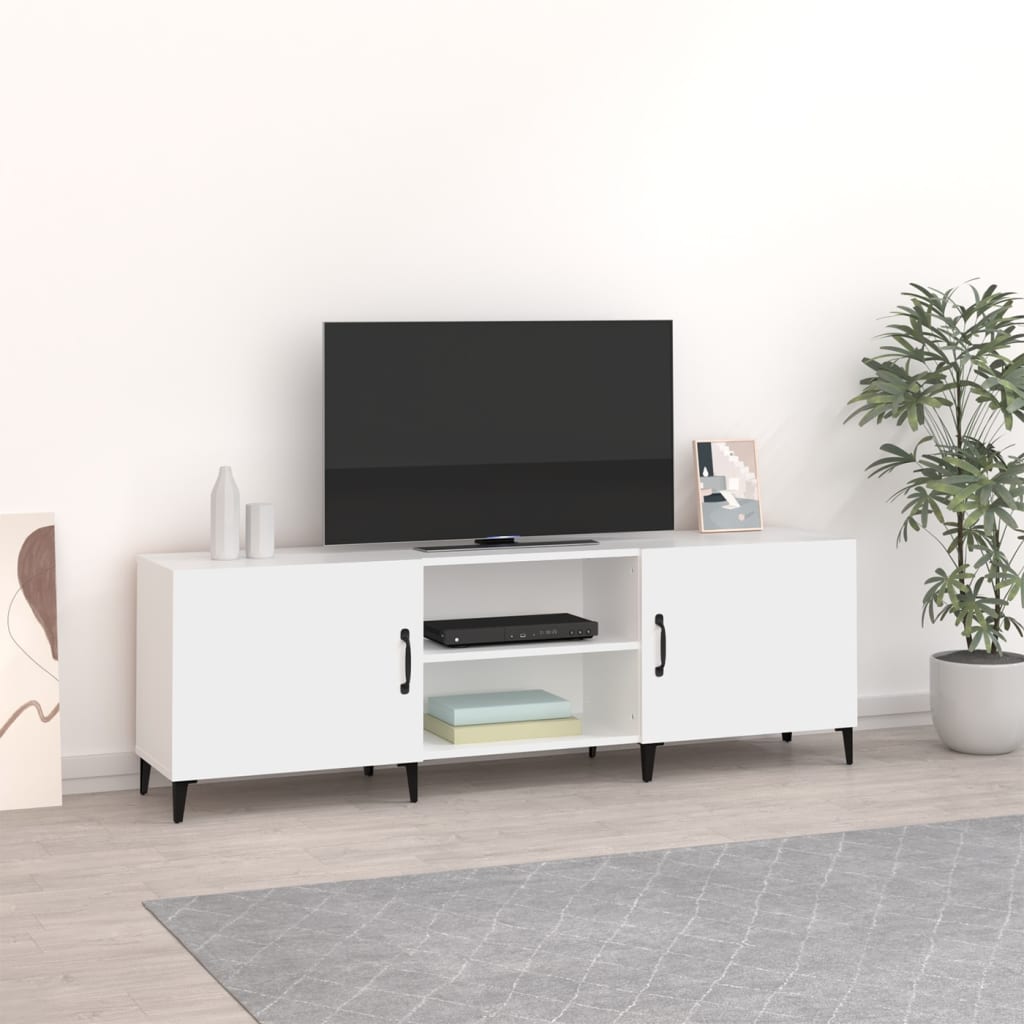 Meuble TV Blanc 150x30x50 cm Bois d’ingénierie | meublestv.fr 2