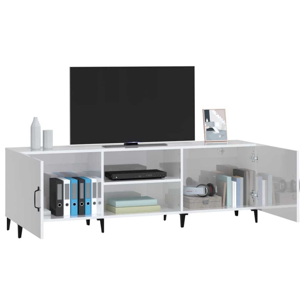 Meuble TV Blanc brillant 150x30x50 cm Bois d’ingénierie | meublestv.fr 6
