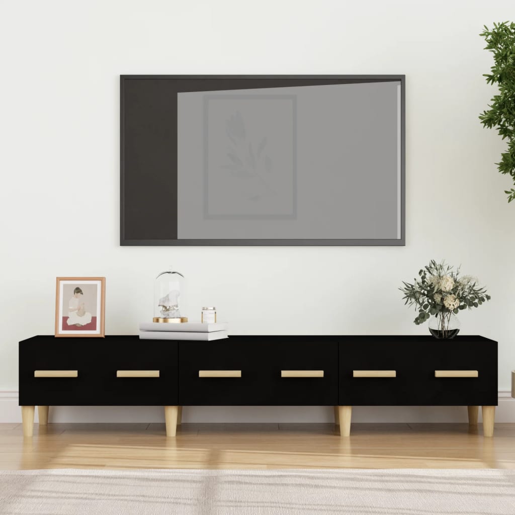 vidaXL Szafka pod TV, czarna, 150x34,5x30 cm, materia drewnopochodny