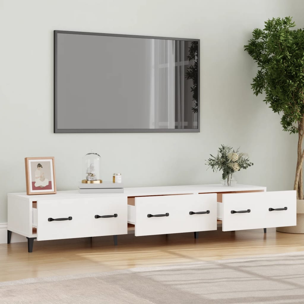 Meuble TV Blanc 150×34,5×30 cm Bois d’ingénierie | meublestv.fr 4