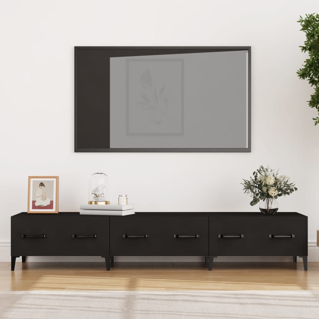 vidaXL Comodă TV, negru, 150x34,5x30 cm, lemn prelucrat