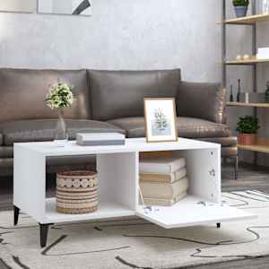 vidaXL Table basse blanc 90x50x40 cm bois d'ing&eacute;nierie