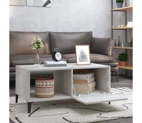 vidaXL Salongbord betonggr&aring; 90x50x40 cm konstruert tre