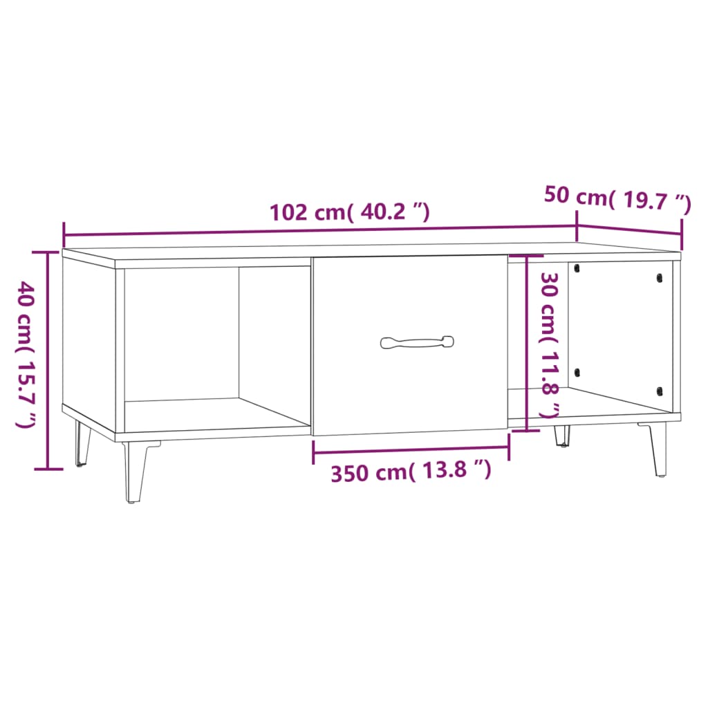 Konferenční stolek dub sonoma 102 x 50 x 40 cm kompozitní dřevo