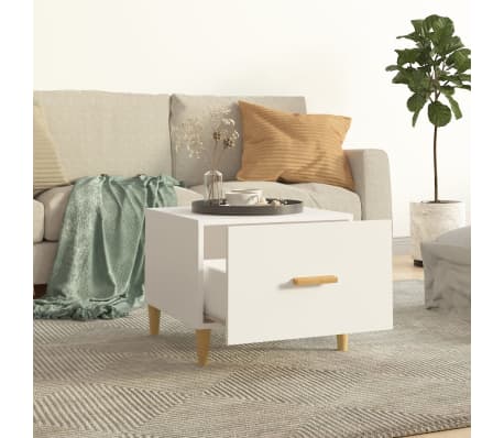 vidaXL Kavos staliukas, baltas, 50x50x40cm, apdirbta mediena