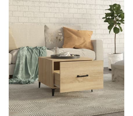 vidaXL Salongbord med metallben sonoma eik 50x50x40 cm