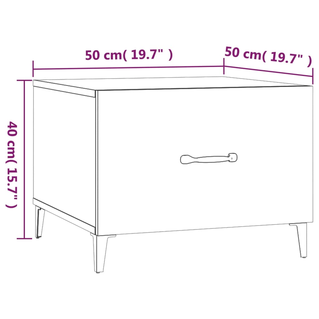 Măsuță de cafea cu picioare metalice, gri beton, 50x50x40 cm