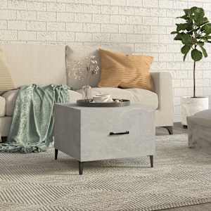 Klubska mizica s kovinskimi nogami betonsko siva 50x50x40 cm