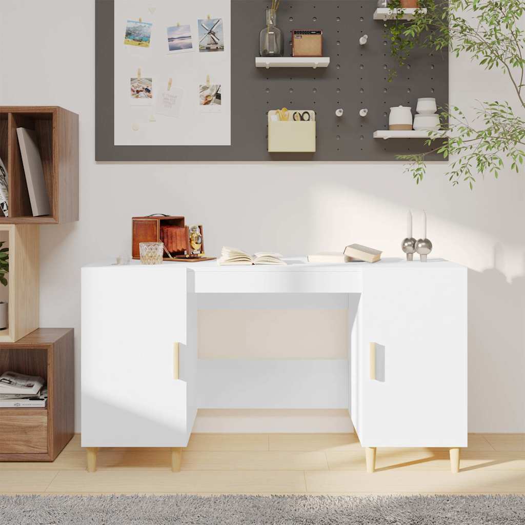vidaXL Biurko, bia�e, 140x50x75 cm, materia� drewnopochodny