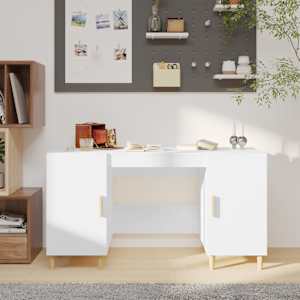 Pisalna miza bela 140x50x75 cm konstruiran les