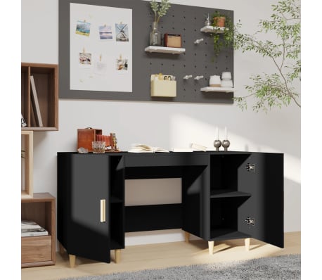 vidaXL Bureau 140x50x75 cm bewerkt hout zwart