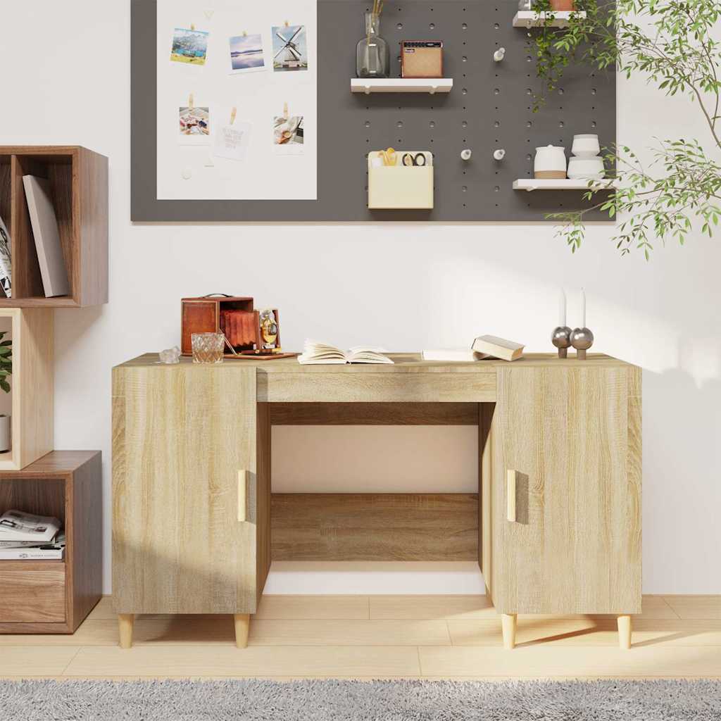 vidaXL Biurko, d�b sonoma, 140x50x75 cm, materia� drewnopochodny