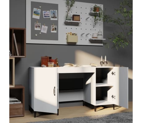 vidaXL Skrivebord hvit 140x50x75 cm konstruert tre