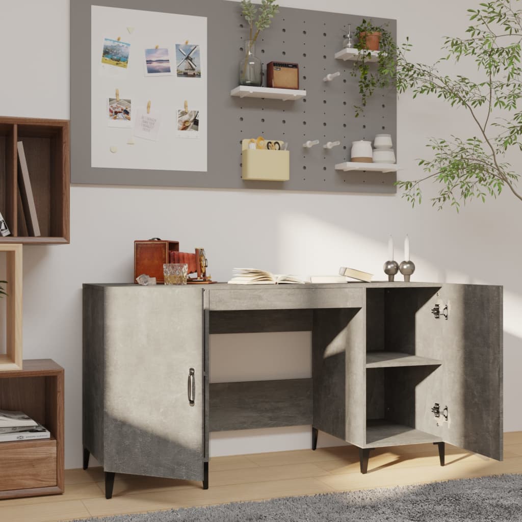 vidaXL Birou, gri beton, 140x50x75 cm, lemn compozit