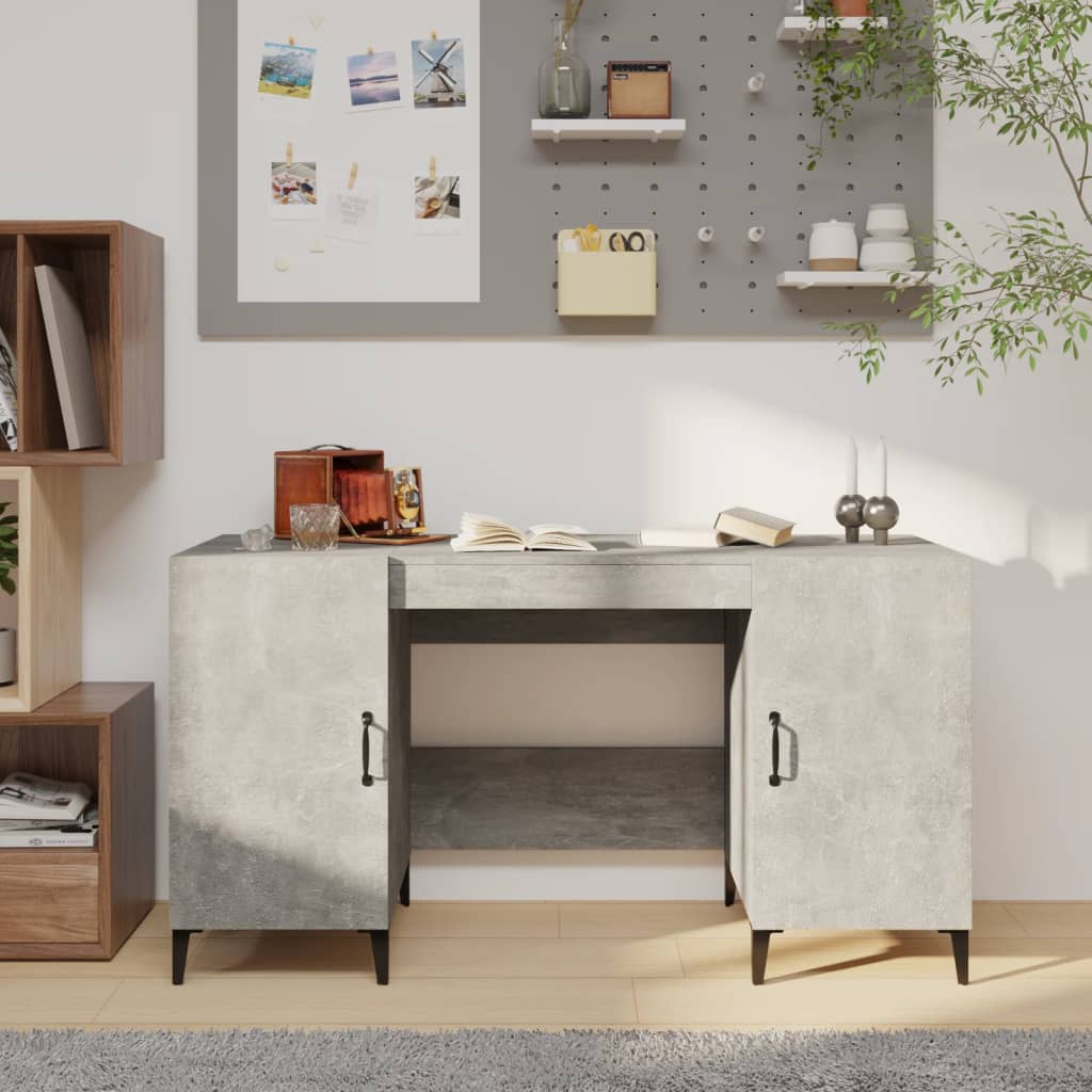 vidaXL Bureau Gris béton 140x50x75 cm Bois d'ingénierie