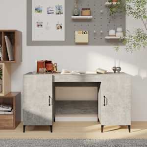 Pisalna miza betonsko siva 140x50x75 cm konstruiran les