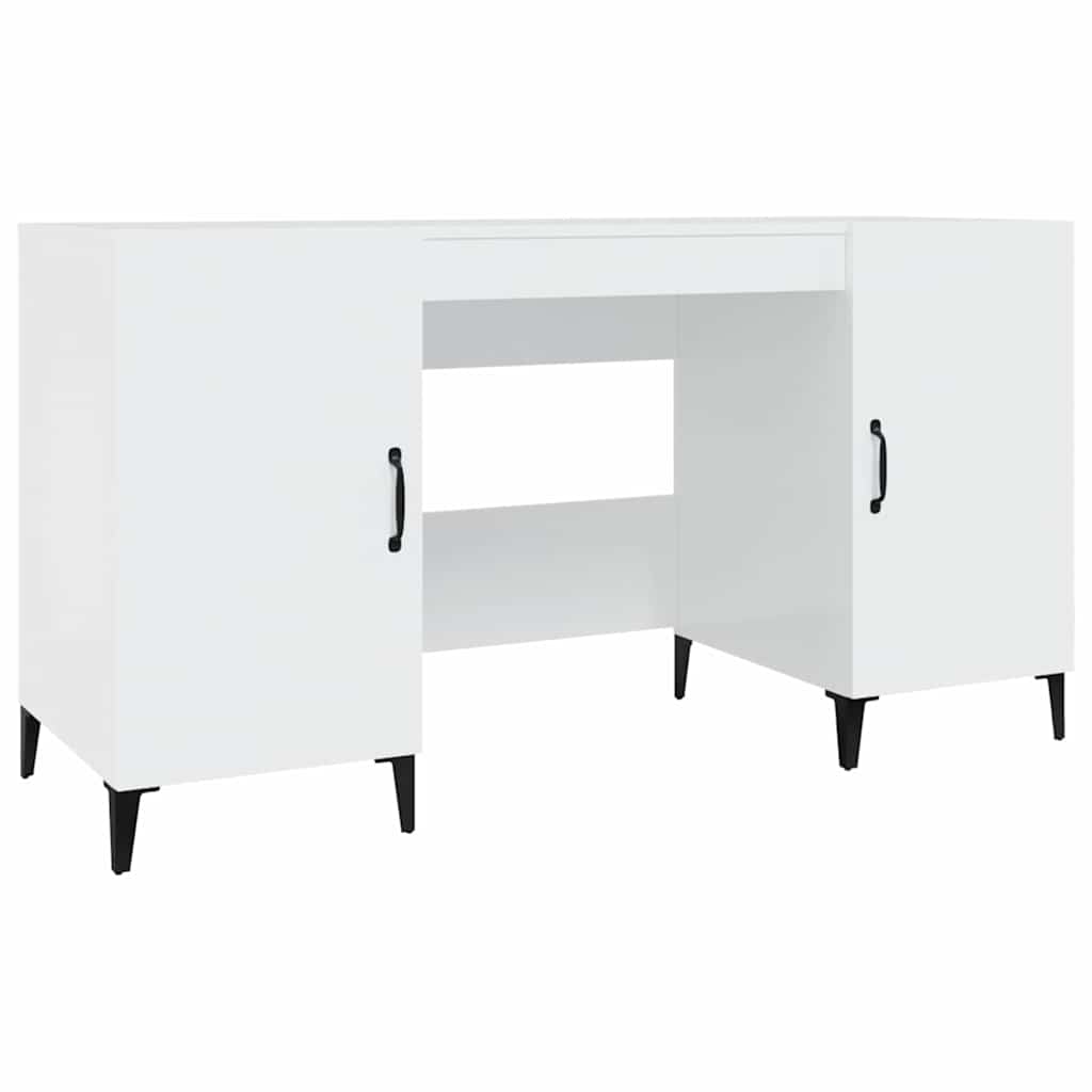 vidaXL Psací stůl bílý s vysokým leskem 140x50x75 cm kompozitní dřevo